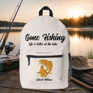 Retirement Gone Fishing Life is Better Retired Printed Backpack
