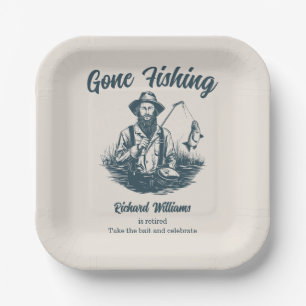 Retirement Gone Fishing Retired Fisherman Vintage Paper Plate