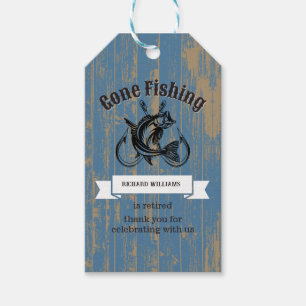 Retirement Gone Fishing Retired Rustic Wood Gift Tags