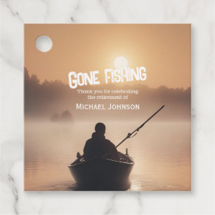 Retirement Gone Fishing Sunrise Retired Fisherman Favour Tags