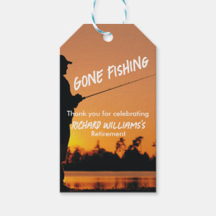 Retirement Gone Fishing Sunset Retired Fisherman Gift Tags