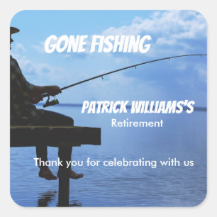 Retirement Gone Fishing Sunset Retired Fisherman Square Sticker
