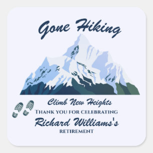 Retirement Gone Hiking Snowy Mountains Happy Trail Square Sticker