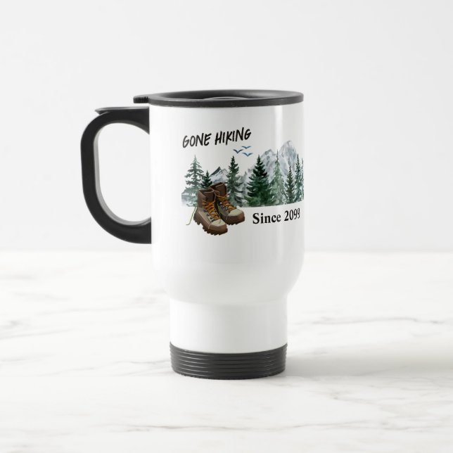 Retirement Gone Hiking to the Mountains Outdoors  Travel Mug (Left)