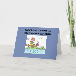 RETIREMENT GREETING CARD - OLD MAN GOING FISHING