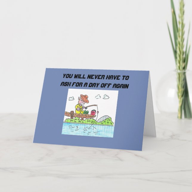 RETIREMENT GREETING CARD - OLD MAN GOING FISHING (Front)