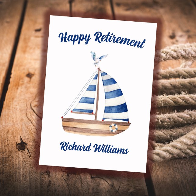 Retirement Happy Retirement Sailboat Watercolor Invitation (Creator Uploaded)