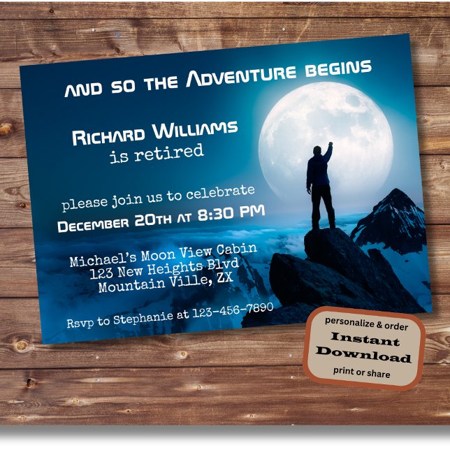 Retirement Hiking Next Adventure Too the moon Invitation (Creator Uploaded)