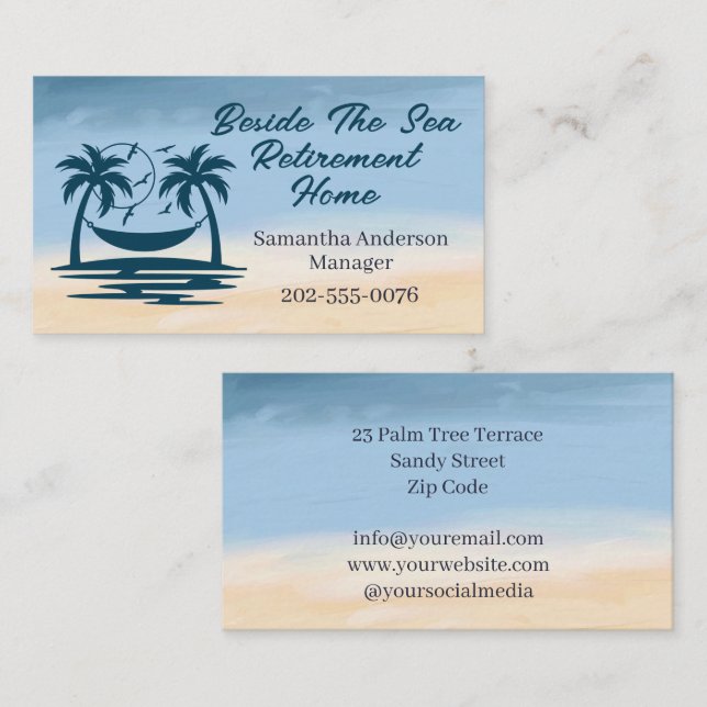 Retirement Home Beach Palm Tree Business Card (Front/Back)