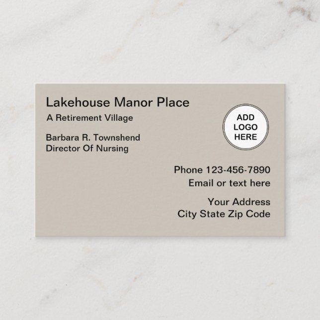Retirement Home Logo Design Business Card (Front)