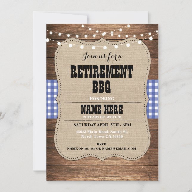 Retirement Invitation Retired Party BBQ Invite (Front)