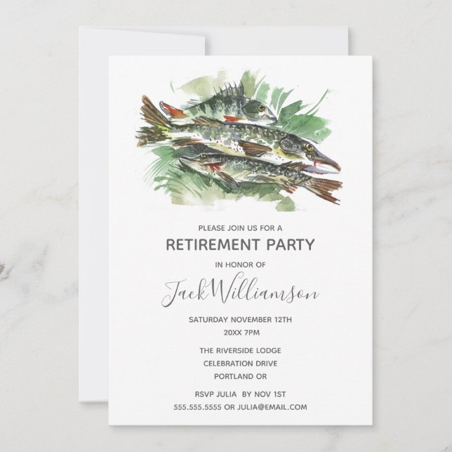 Retirement Invitation Retired Party | Fishing (Front)