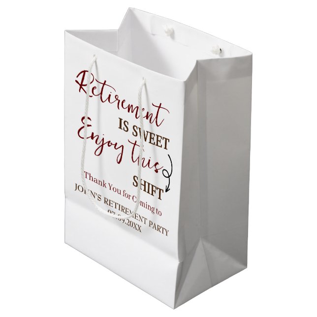 Retirement Is Sweet Enjoy This Shift Retirement Medium Gift Bag (Front Angled)