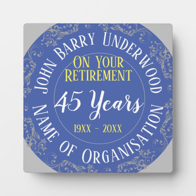 Retirement & Long Service Award Plaque (Front)