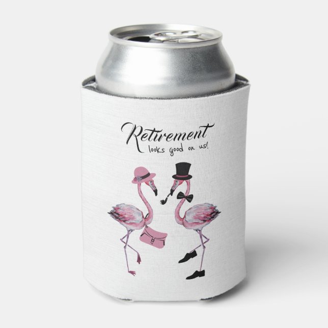 Retirement looks good on us! Chic Classy Flamingo Can Cooler (Can Front)