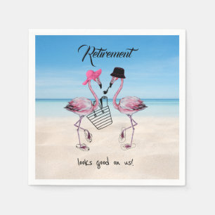 Retirement looks good on us! Flamingo on Beach Napkin