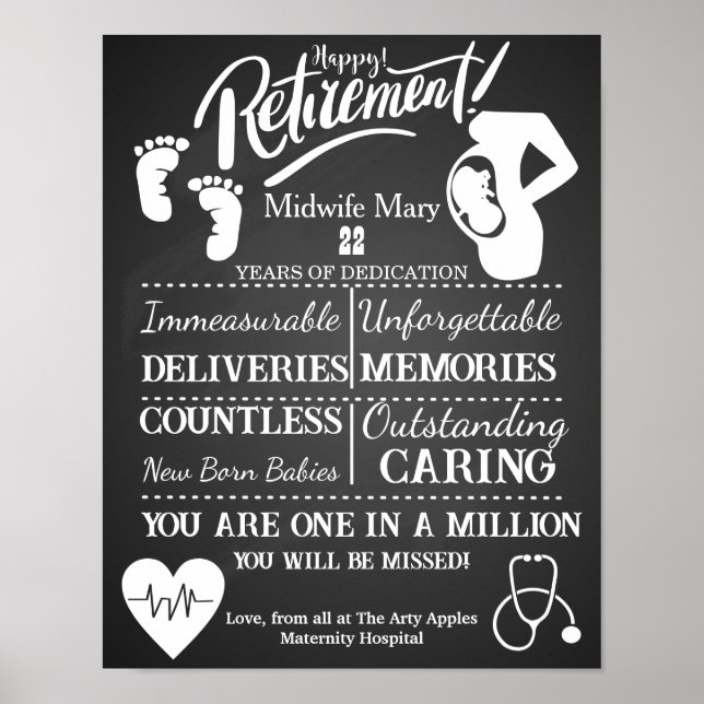 Retirement Midwife Poster gift print (Front)