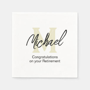 Retirement Minimalist Monogram Paper Napkin