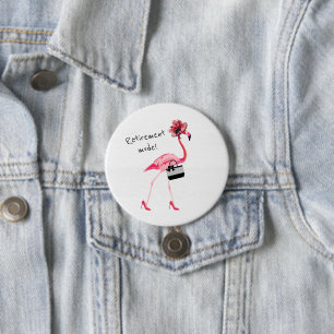Retirement Mode! Chic Classy Pink Flamingo 7.5 Cm Round Badge