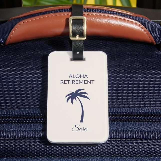 Retirement Monogrammed Beach Holiday Travel  Luggage Tag (Front Insitu 2)