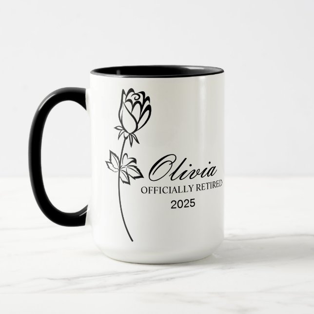 Retirement Mug, Personalised Happy Retirement Cup, Mug (Left)