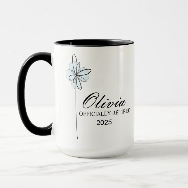 Retirement Mug, Personalised Happy Retirement Cup, Mug (Left)