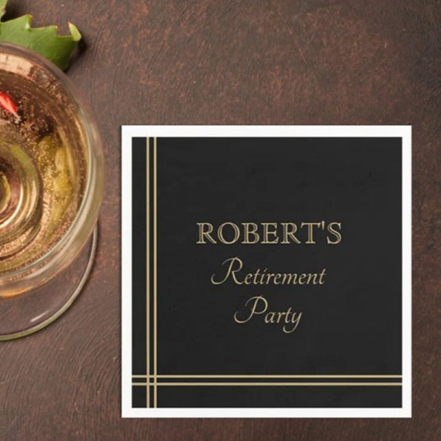Retirement napkins in black and gold (Creator Uploaded)