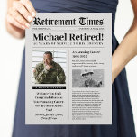 Retirement Newspaper Sign Gift Military  Custom Letterhead<br><div class="desc">Celebrate the retirement of your patriot with this newspaper template. Edit the template details with your retiree's highlights. Perfect for veterans of the Army, Marine Corps, Navy, Air Force, Coast Guard, Police, Fire, EMT of first responders. Print and handout to your retirement party guests. Frame in 8.5" x 11" frame...</div>