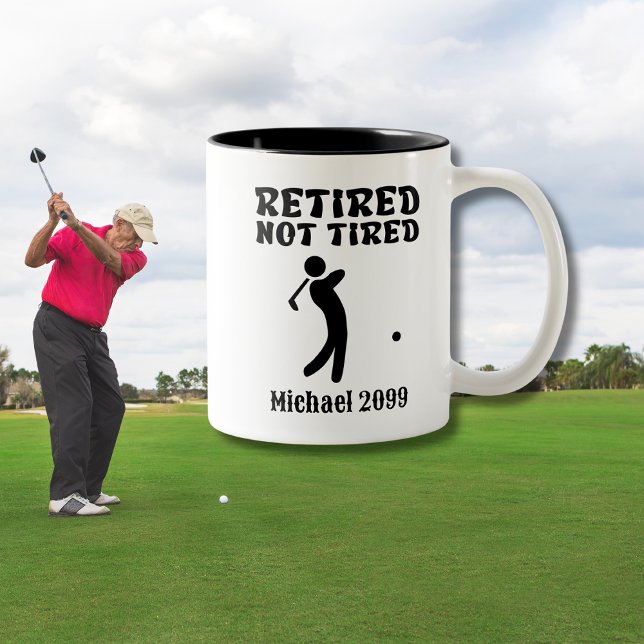 Retirement not Tired Golf Player Two-Tone Coffee Mug (Creator Uploaded)