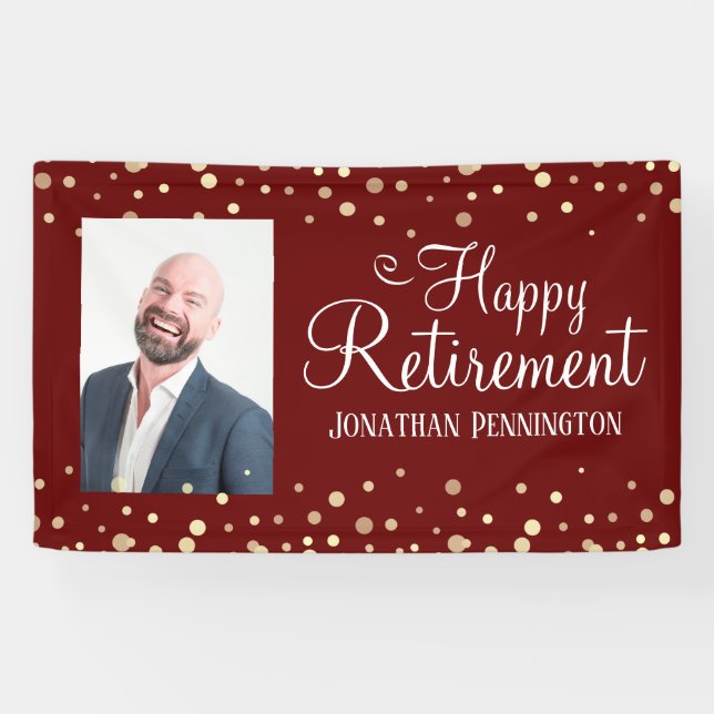 Retirement One Photo Fun Confetti Banner (Horizontal)