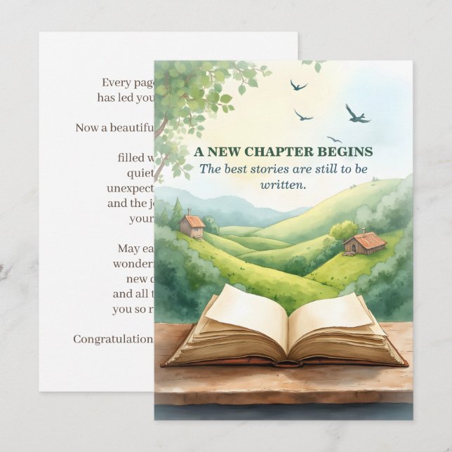 Retirement Open Book New Chapter Landscape Scene (Front/Back)