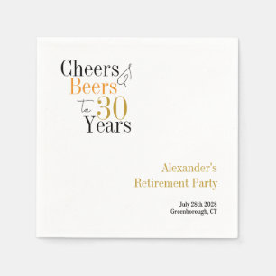 Retirement Party 30 Years Cheers and Beers Minimal Napkin
