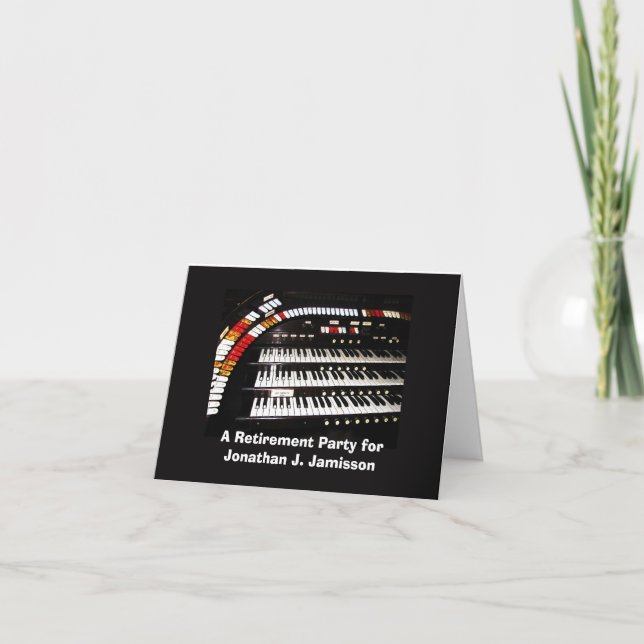 Retirement Party, Antique Vintage Organ Keyboard Invitation (Front)
