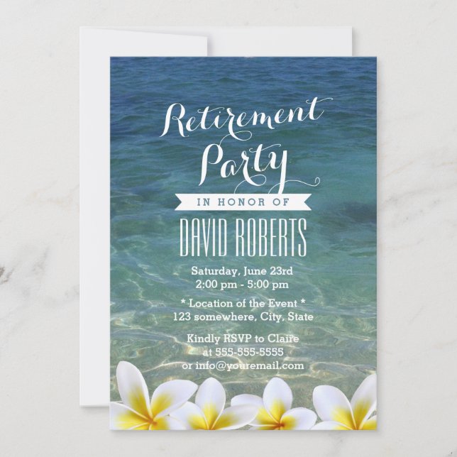 Retirement Party Beach Floral Invitation (Front)