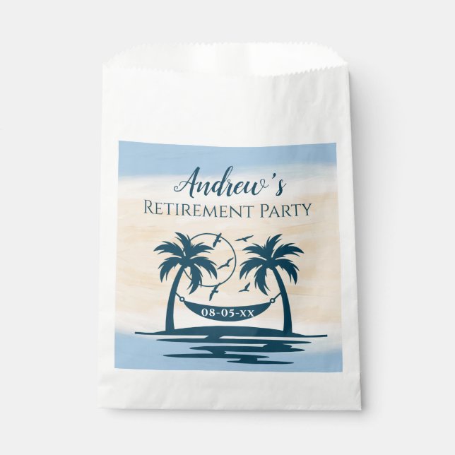 Retirement Party Beach Palm Trees  Favour Bags (Front)