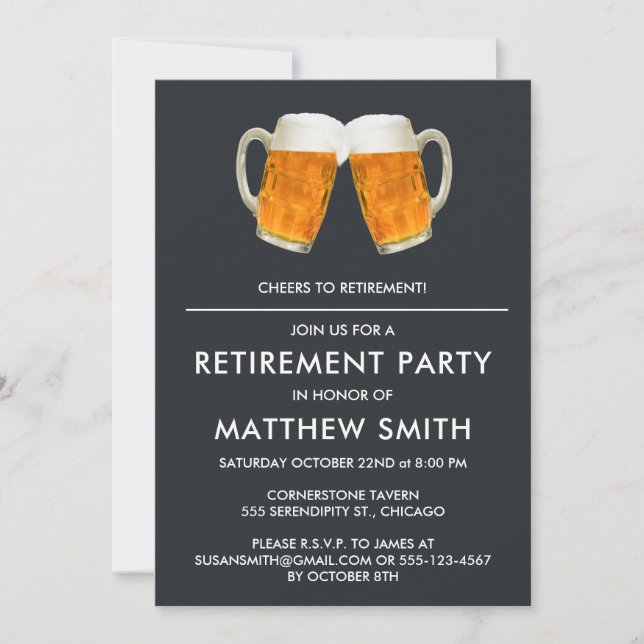 Retirement Party Beer Cheers Invitation (Front)