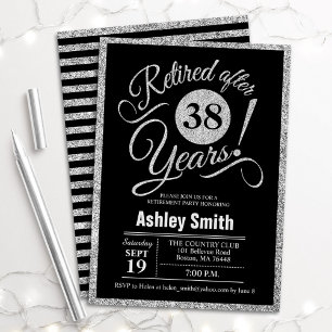 Retirement Party - Black Silver Invitation