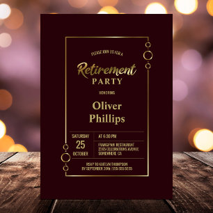 Retirement Party Burgundy with Gold Frame Party Invitation