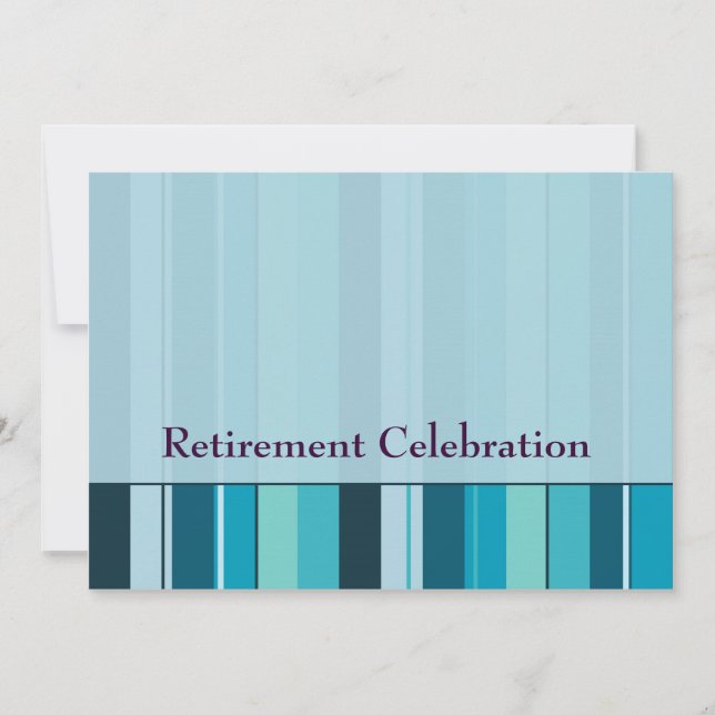 Retirement Party Celebration Royal Blue Stripes Invitation (Front)