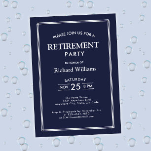 Retirement Party Classic Blue Invitation