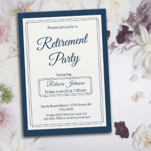 Retirement Party Classic Simple Navy And Cream Invitation