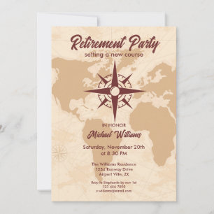 Retirement Party Compass New Bearing Invitation