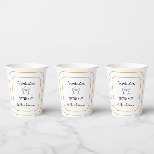 Retirement Party Congratulations Personalised Paper Cups (Multi)