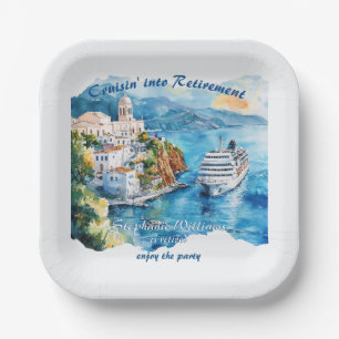 Retirement Party Cruising Destination Greece  Paper Plate