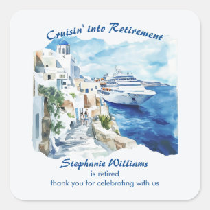 Retirement Party Cruising Destination Greece Square Sticker