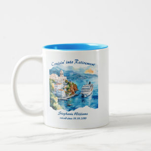 Retirement Party Cruising Destination Greece Two-Tone Coffee Mug