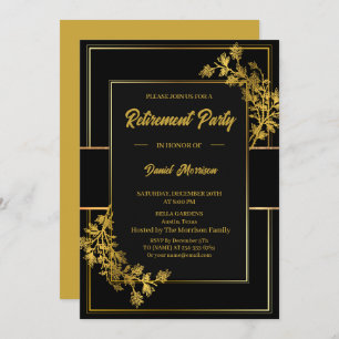 Retirement Party Elegant Black Gold 2026 Invitation