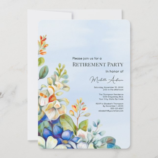 Retirement Party Elegant Floral Invitation (Front)
