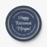 Retirement Party Elegant Navy Blue, White & Gold