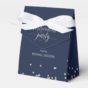 Retirement Party Favor Box Elegant Silver, Navy